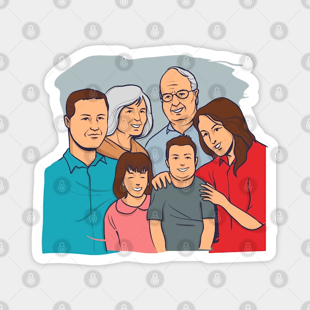 Hand Drawn Family Magnet by Mako Design 