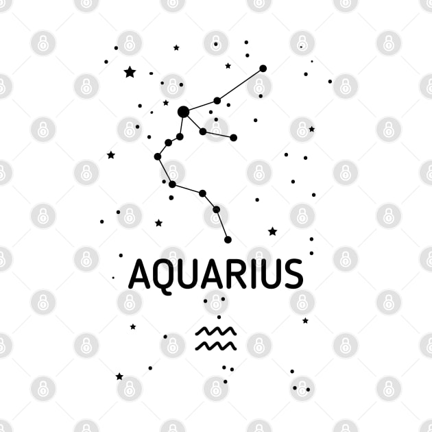 Aquarius Zodiac Sign Constellation (Black Print) by The Cosmic Pharmacist