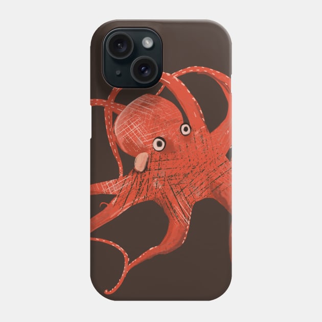 Red octopus Phone Case by Mimie20