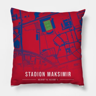 Maksimir Stadion Blue Map Design Pillow