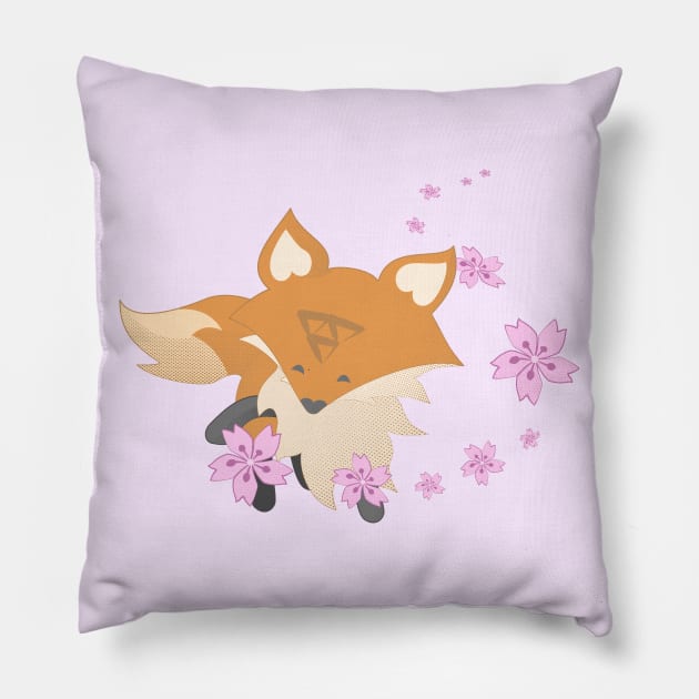 Sakura Fox Pink Pillow by Myanko