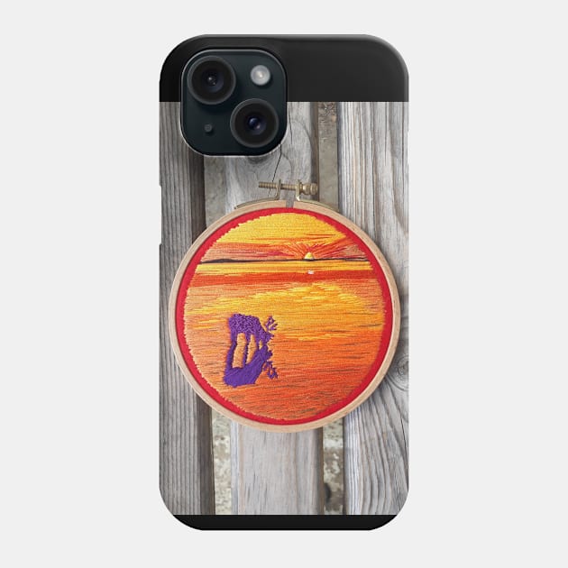 Orange Sunset Landscape Phone Case by RONembroidery