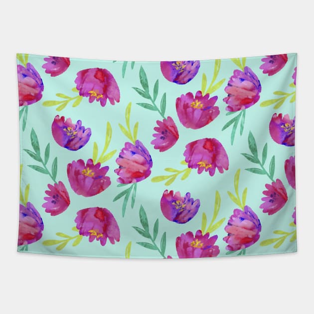 Water color abstract flowers pattern - Floral Pattern watercolor Tapestry by Clicky Commons