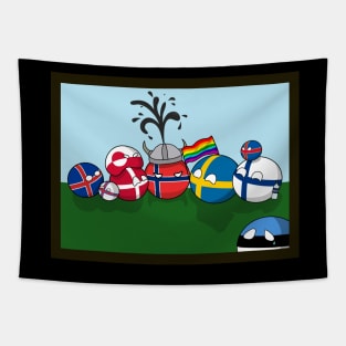 Polandball- Nordic family portrait Tapestry