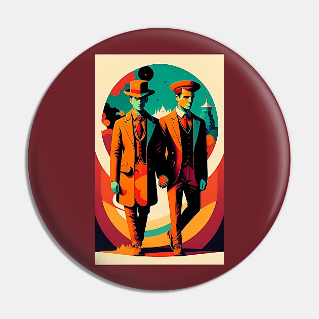 Two Victorian Men in Love Pin by ArtBeatsGallery