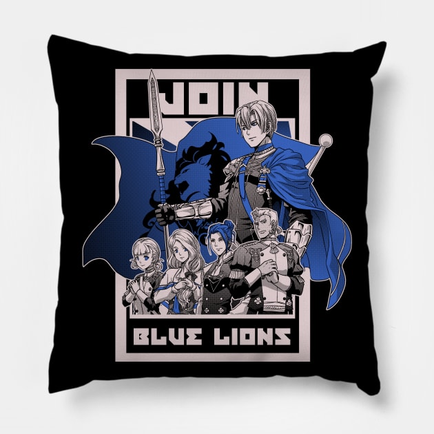 Join Blue Lions Pillow by CoinboxTees