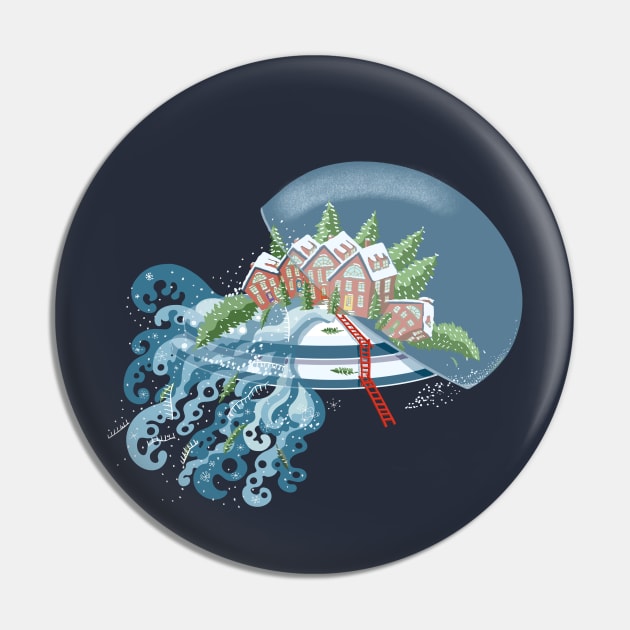 Christmas Break Broken Snow Globe Pin by BullShirtCo