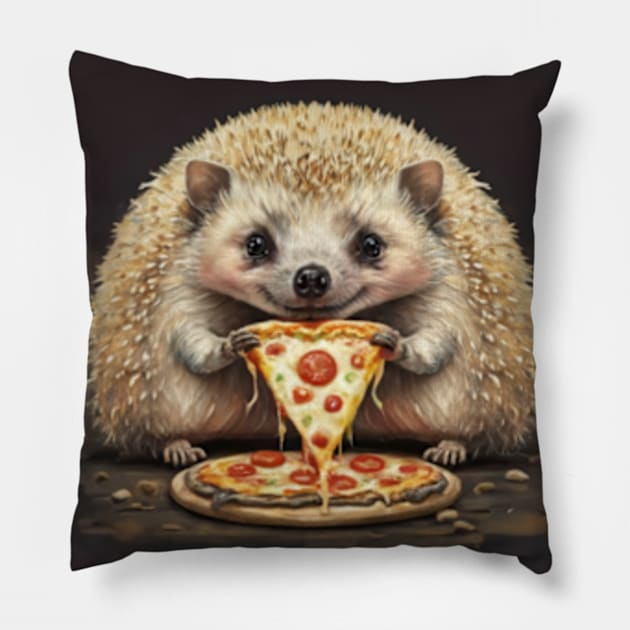 Funny hedgehog eating a pizza gift ideas Pillow by WeLoveAnimals