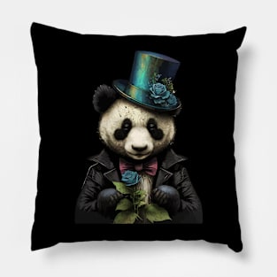 Panda wearing Top Hat Pillow