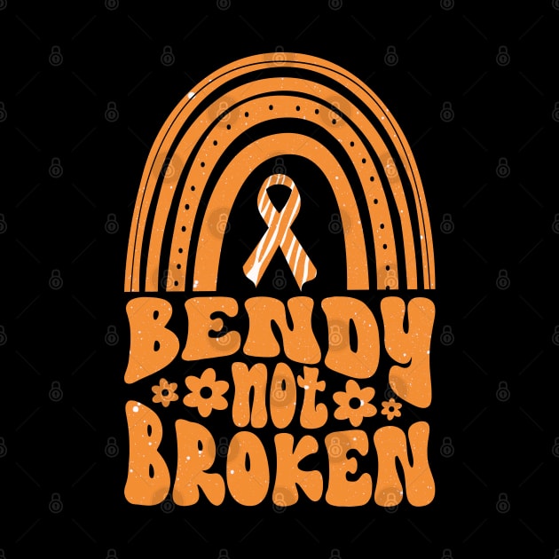 Ehlers-Danlos Syndrome Awareness Ribbon: Bendy Not Broken Orange Boho Rainbow by Jesabee Designs