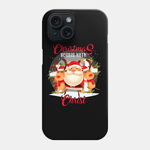 Christmas Begins With Christ Phone Case by kimmygoderteart