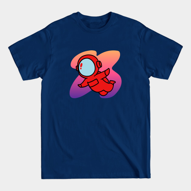 Disover Red Astronaut Floating Through Space | Orange, Pink, Purple Gradient - Among Us Game - T-Shirt