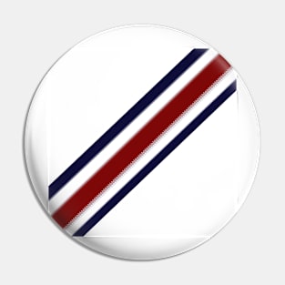 Hand-Drawn Retro Navy & Red Diagonal Stripe Pattern On White Pin