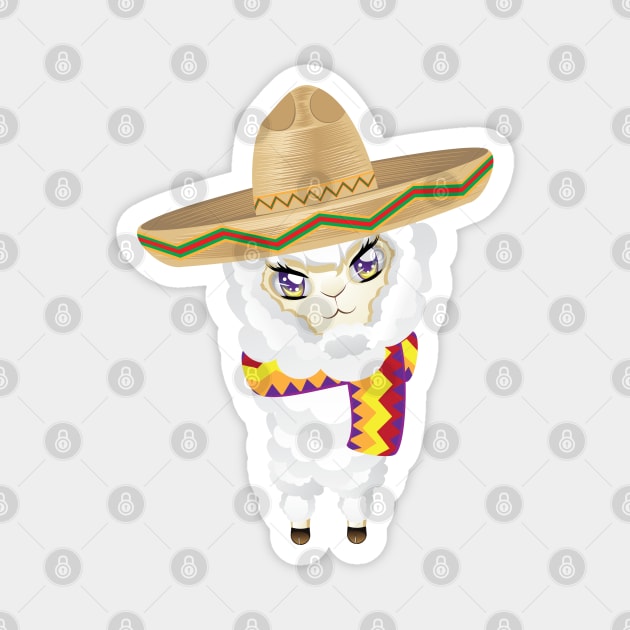 Cute little alpaca in sombrero Magnet by AnnArtshock