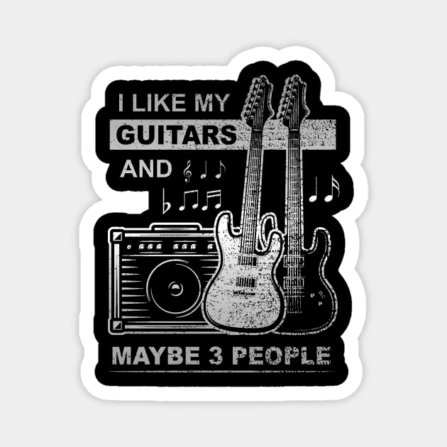 I LIKE MY GUITARS AND MAYBE 3 PEOPLE FUNNY BAND INTROVERT Magnet by TexasTeez