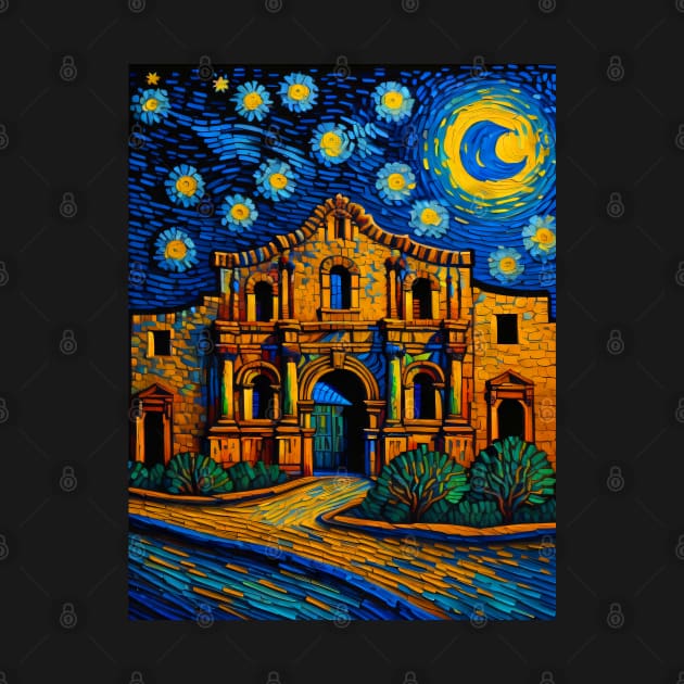 The Alamo in starry night by FUN GOGH