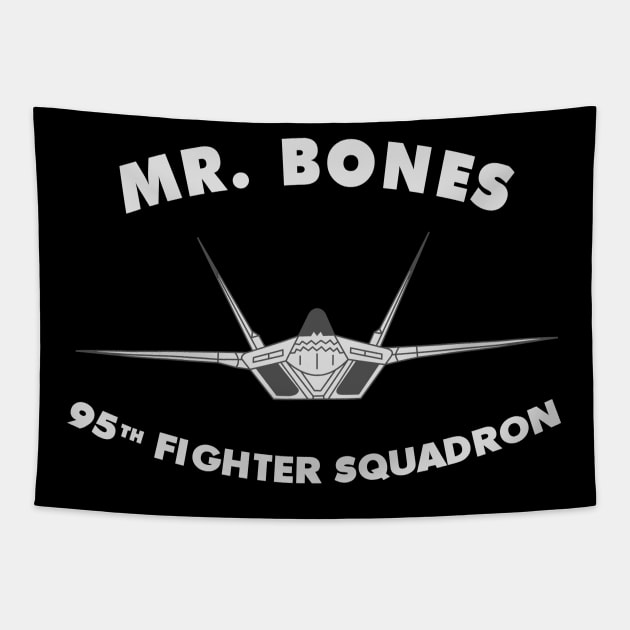 95th Fighter Squadron Mr Bones F22 USAF Tapestry by DesignedForFlight