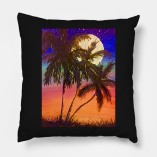 THREE PALM TREES SUNSET Pillow