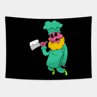 skull chef cartoon Tapestry