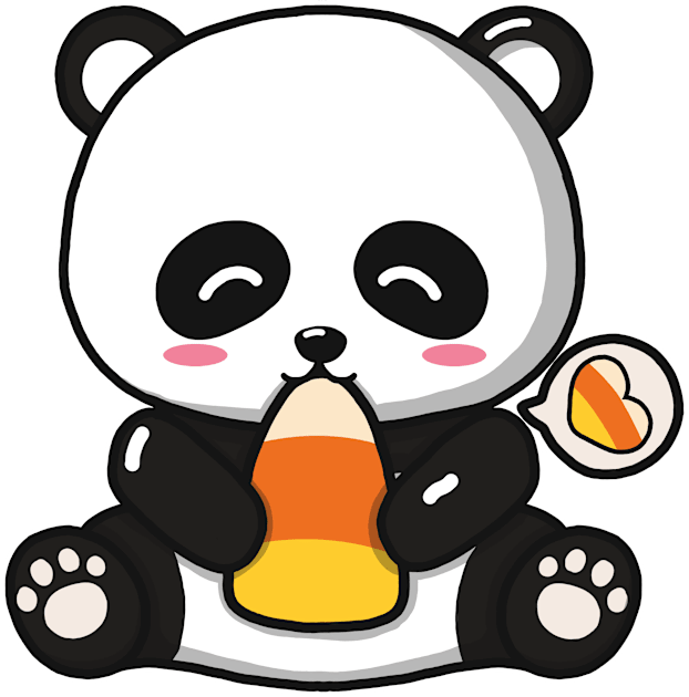 Cute Panda Eating Candy Corn Kids T-Shirt by Luna Illustration