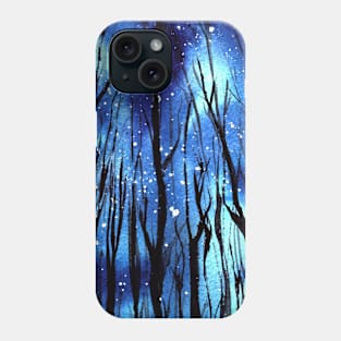 Star night with dark forest Phone Case