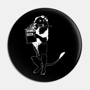 Lion Reading Book Pin