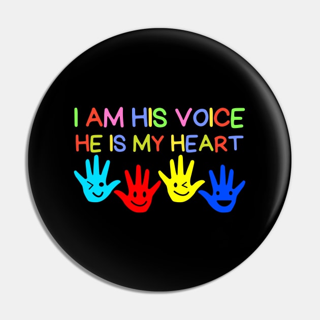I Am His Voice He Is My Heart Pin by HobbyAndArt
