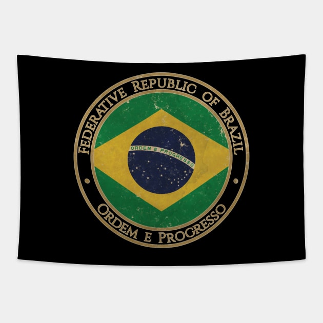 Vintage Federative Republic of Brazil USA South America United States Flag Tapestry by DragonXX