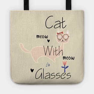 cat with glasses Tote