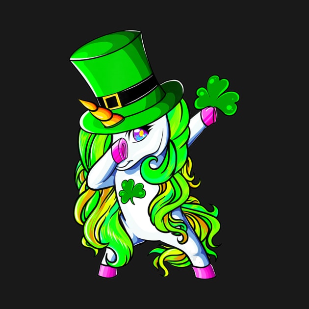 Dabbing Unicorn St Patricks Day Shamrock by hony.white