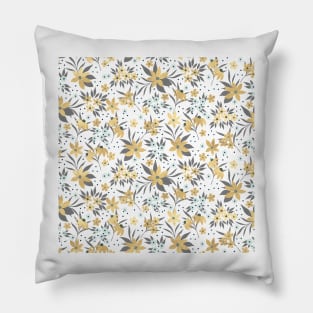 Gold Winter Floral Design Pillow