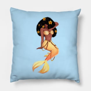 Cute Afro African Mermaid, Black History Pillow