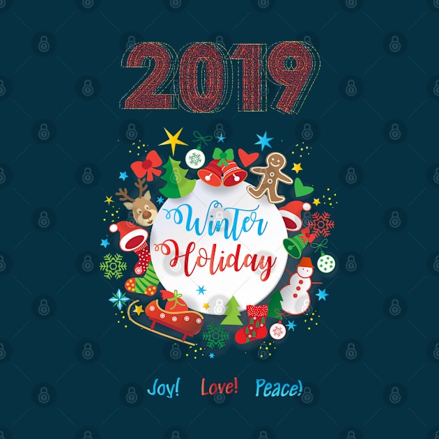 2019 Winter Holiday Christmas & Happy New Year Symbols by sofiartmedia