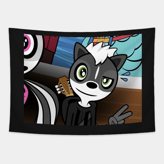 Melville the Guitarist Skunk (Variant 2) Tapestry by MOULE