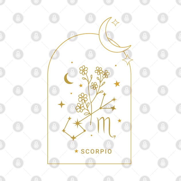 Scorpio Zodiac Constellation and Flowers - Astrology and Horoscope by Patty Bee Shop