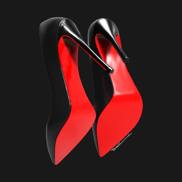 womens Red and black high heel shoes by Donperion