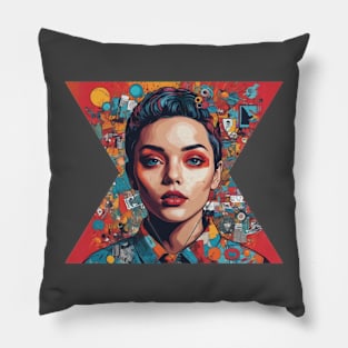 Color Collage: Celebrating Individuality Pillow