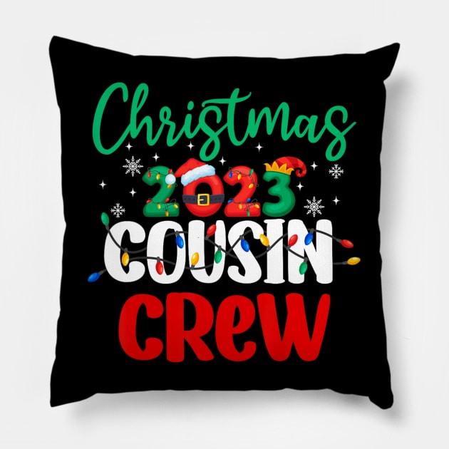 Christmas 2023 Cousin Crew Xmas Lights Funny Matching Pajama Pillow by rivkazachariah