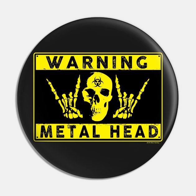 Warning Metal Head Pin by Illustratorator