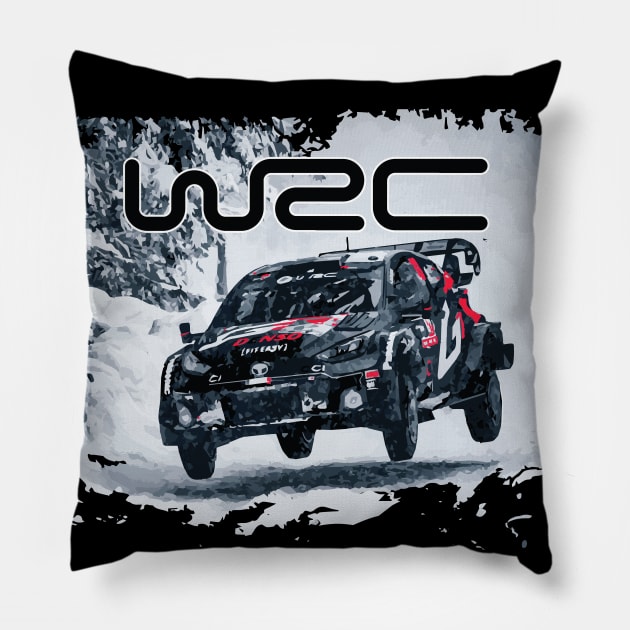 YARIS WRC Kalle Rovanperä GR Yaris Rally1 SNOW Pillow by cowtown_cowboy