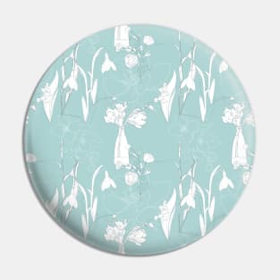 Flowers pattern with leafs in pastel color line art. Pin