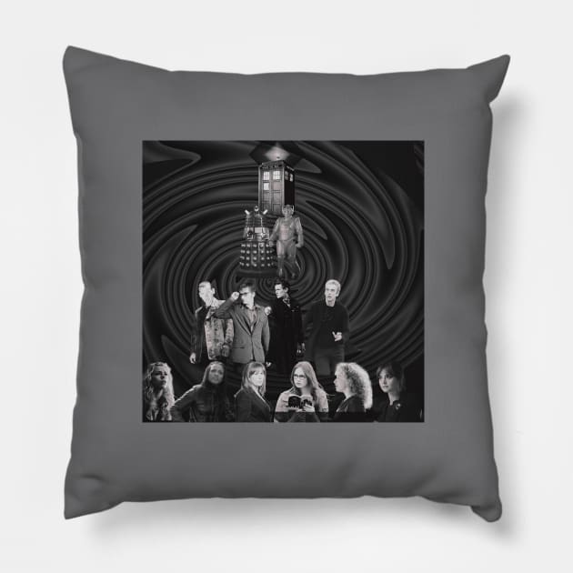 black and white Dr Who Pillow by Love My..