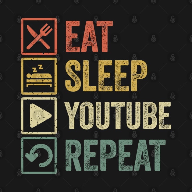 Funny eat sleep youtube repeat retro vintage gift by Lyume