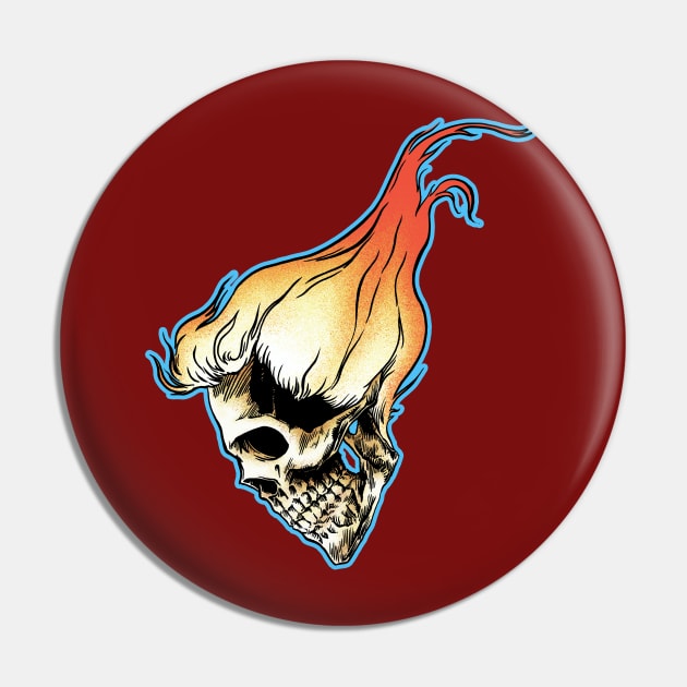 Flaming Hair-Skull Pin by BenHouse