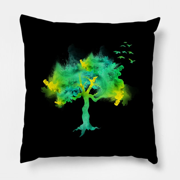 Smoking tree Pillow by cannabijoy