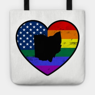 Ohio United States Gay Pride Flag Heart Tote