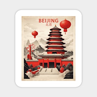 Beijing China Vintage Poster Tourism Magnet