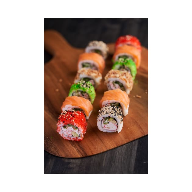Variety of sushi freshly prepared by naturalis