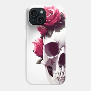 Skull with a crown of roses Phone Case