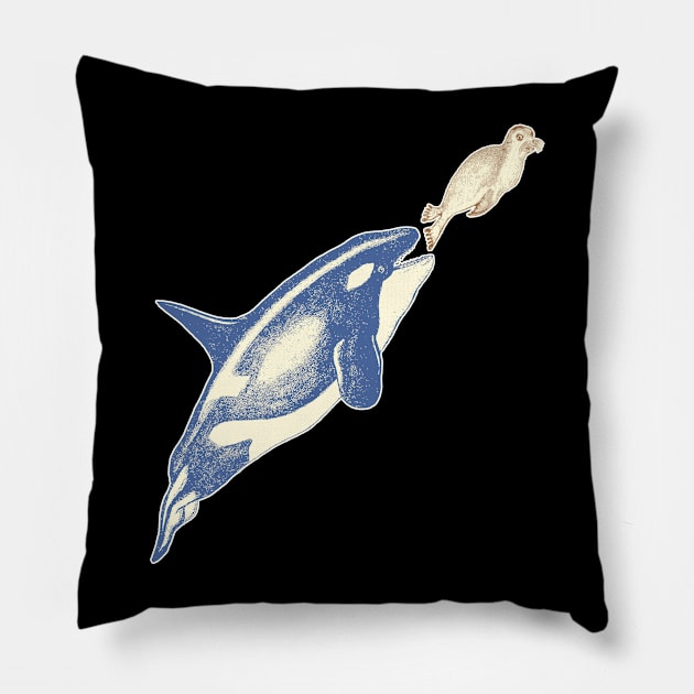 Killer Whale VS Seal Pillow by encycloart